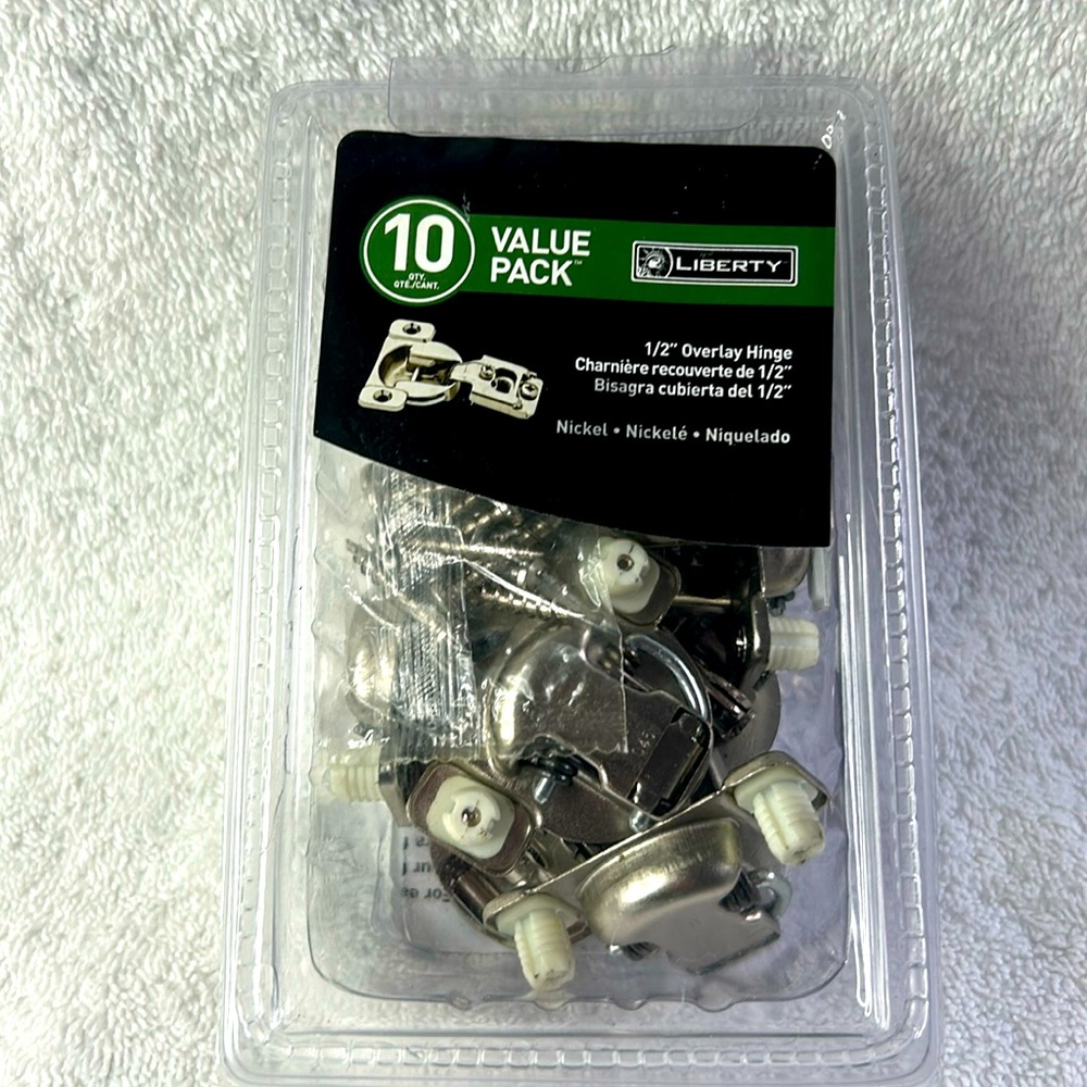 LIBERTY:  Nickel 1/2 inch Overlay Hinge 10 pack box